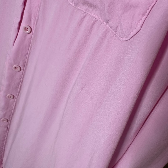 Beach Bikini Cover-up | Long Roll-up Sleeve Beach Shirt | Pink Button Down Shirt - Picture 9 of 14